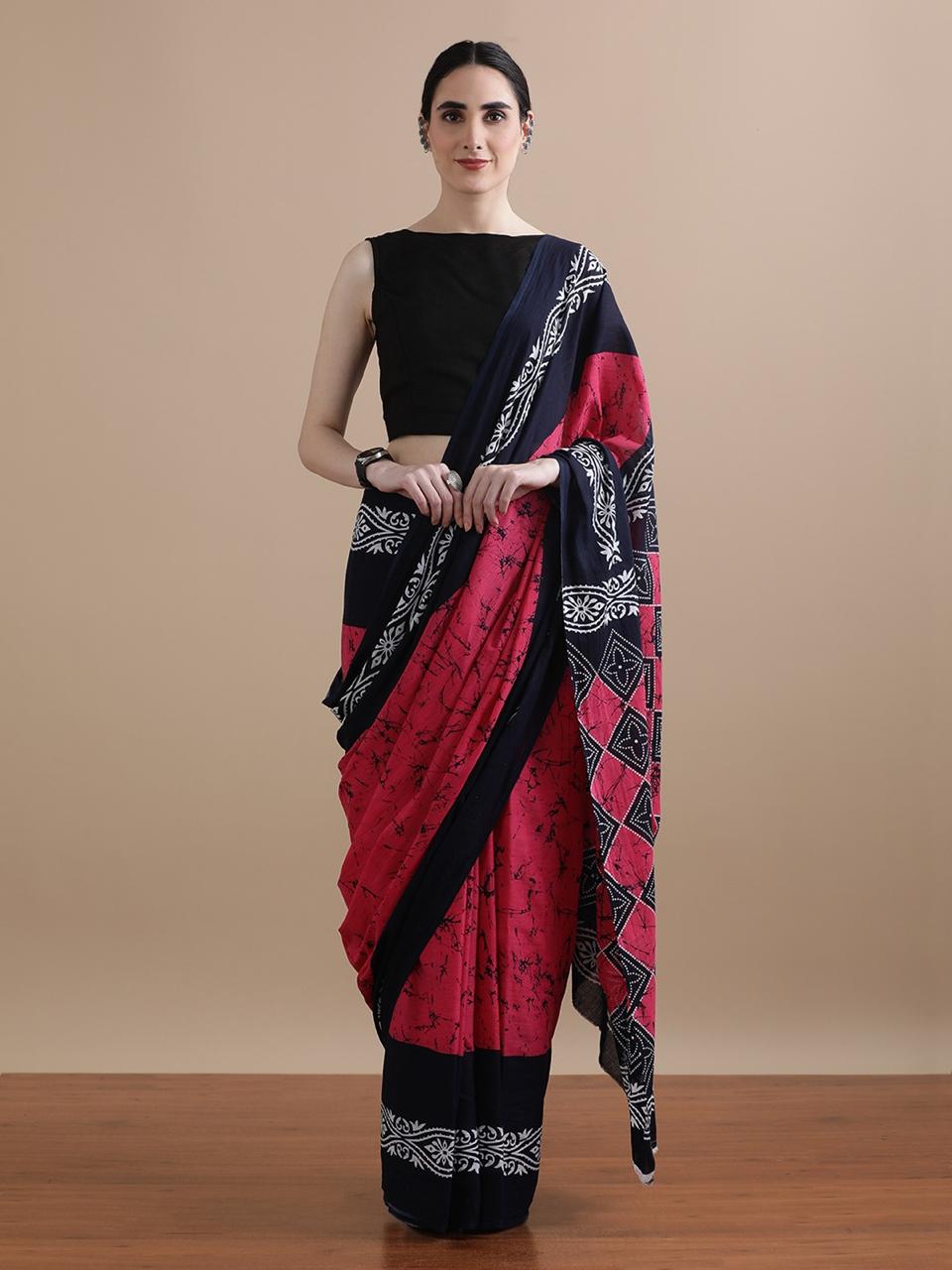 Bagru Block print cotton Mul mul Sarees