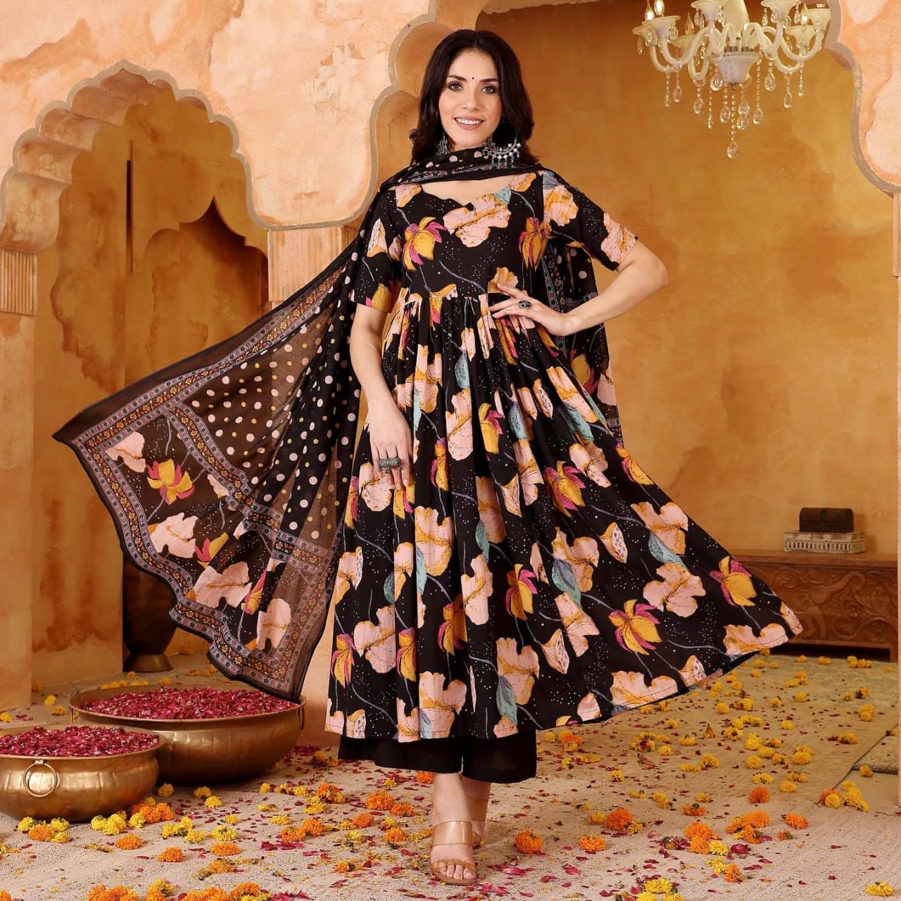 The Gulbahar Floral Anarkali Set For Woman 
