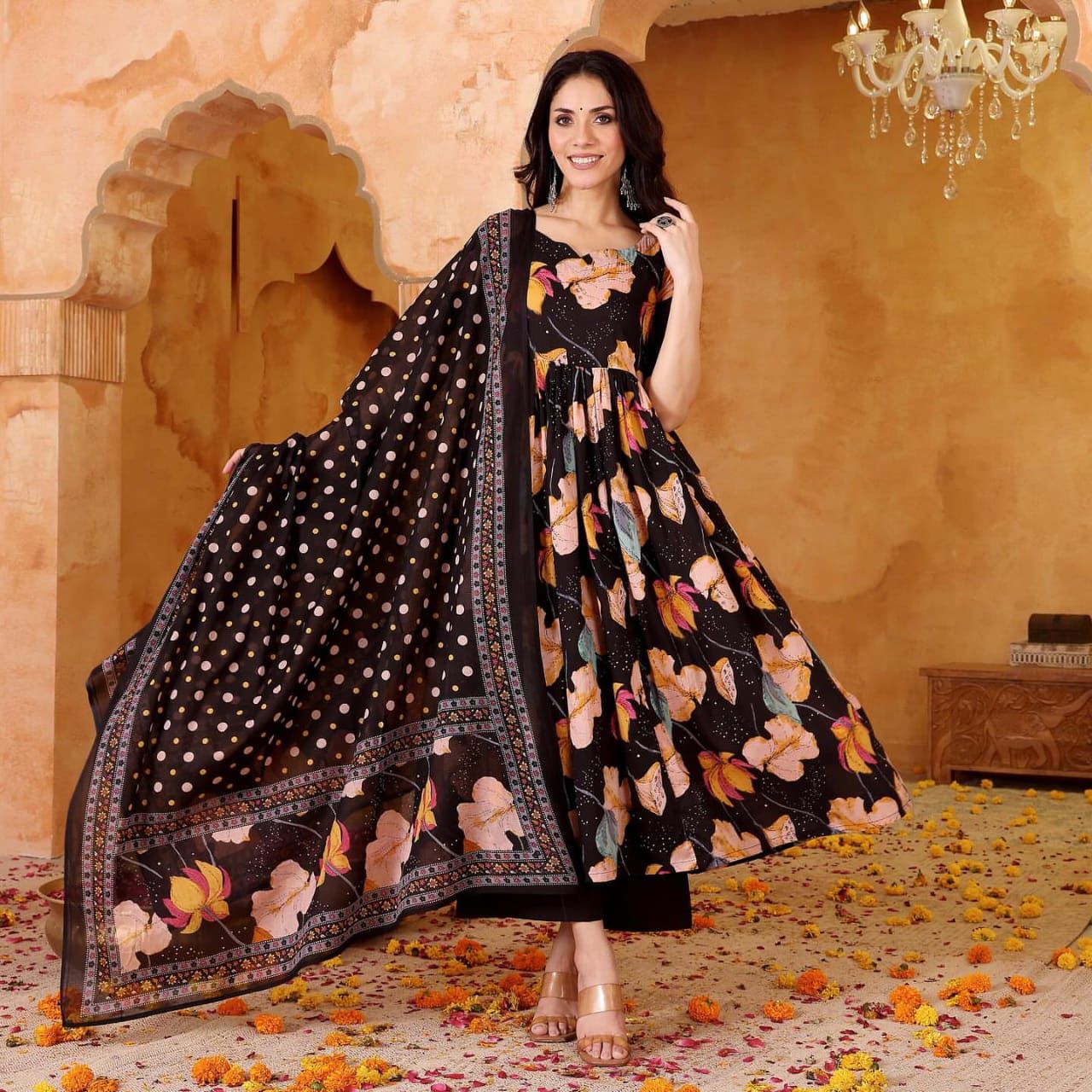 The Gulbahar Floral Anarkali Set For Woman 