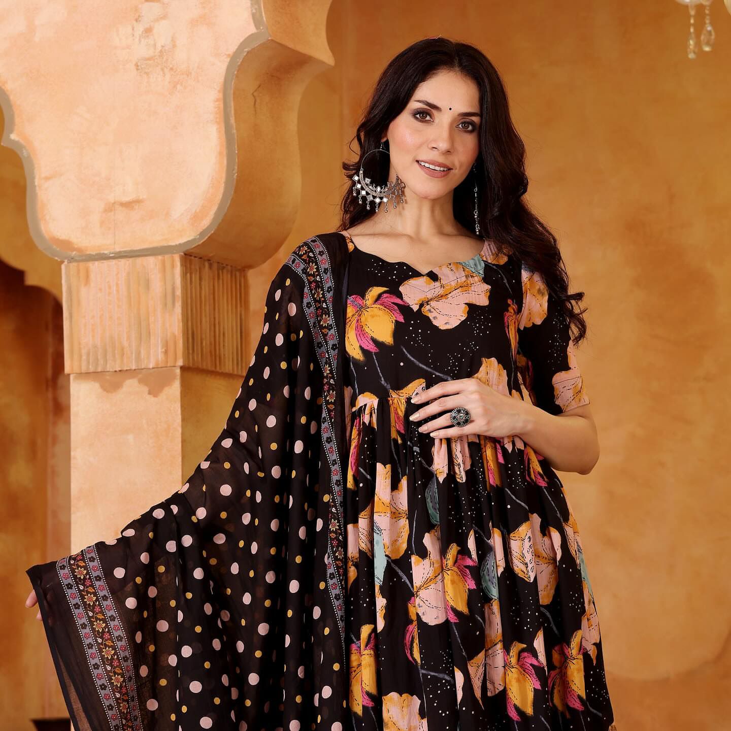 The Gulbahar Floral Anarkali Set For Woman 