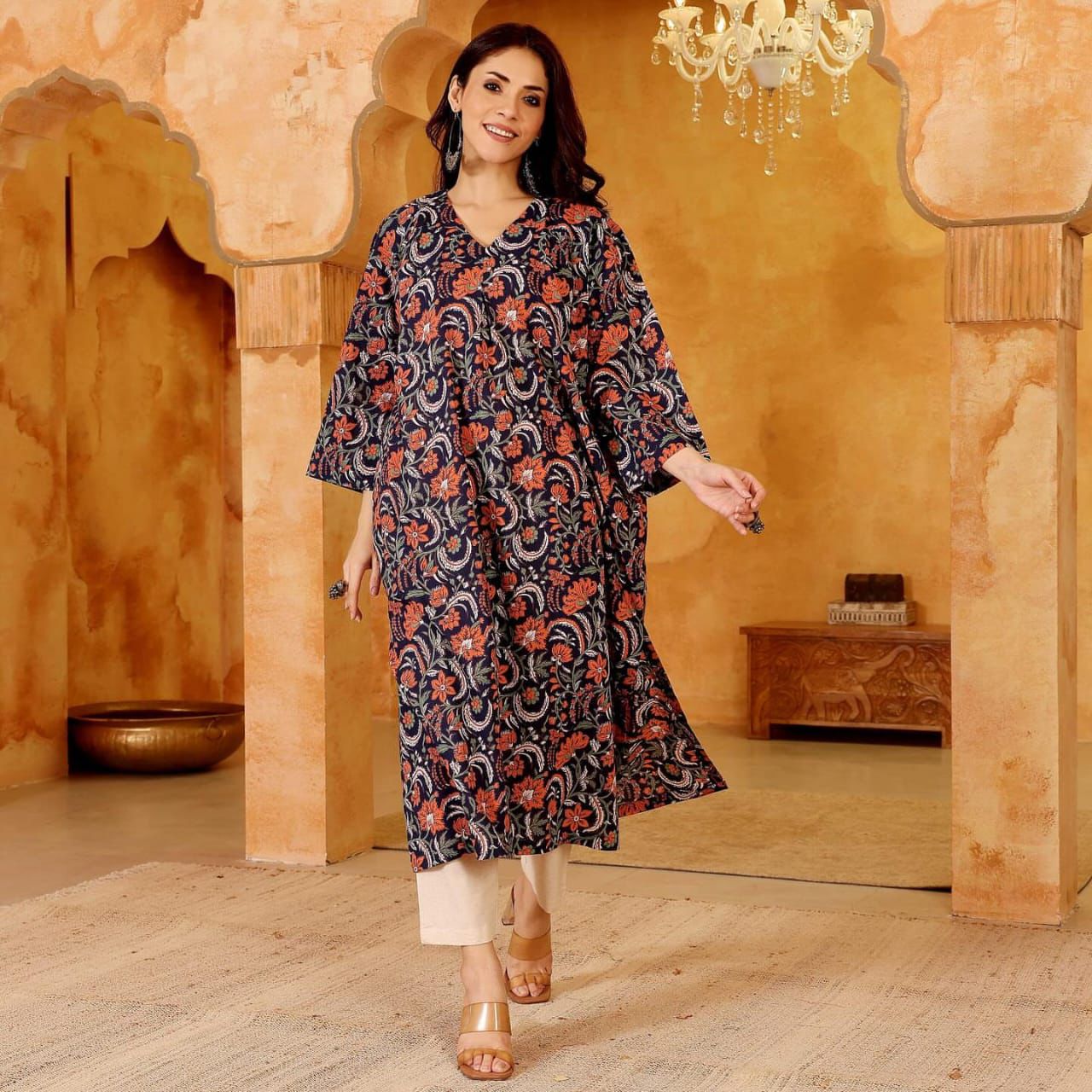 SKYFABLOOM Kalamkari Inspired Comfort Kurta
