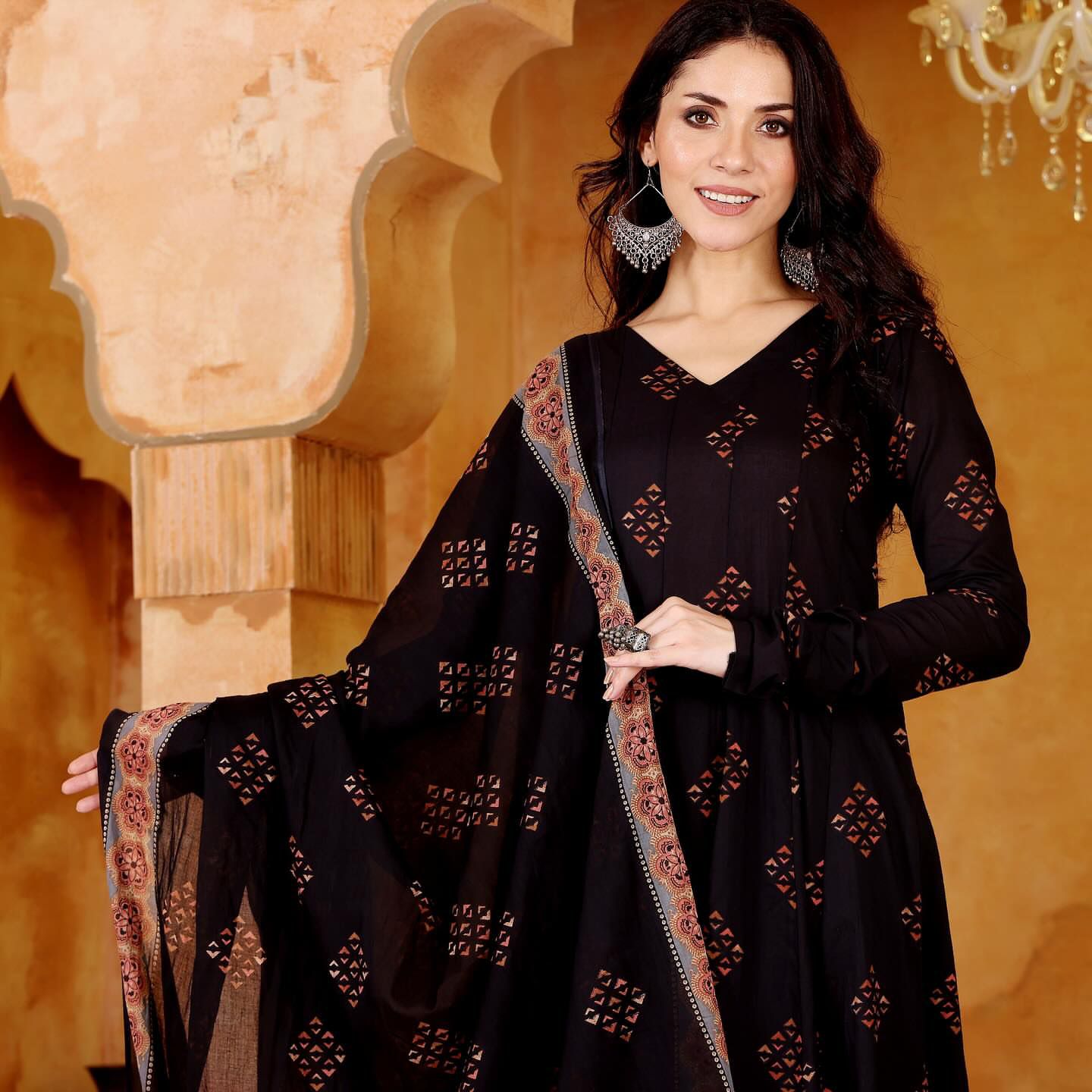 Black Floral Print Anarkali - Your Festive must-Have