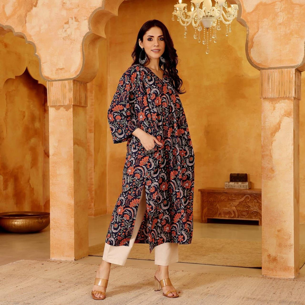 SKYFABLOOM Kalamkari Inspired Comfort Kurta