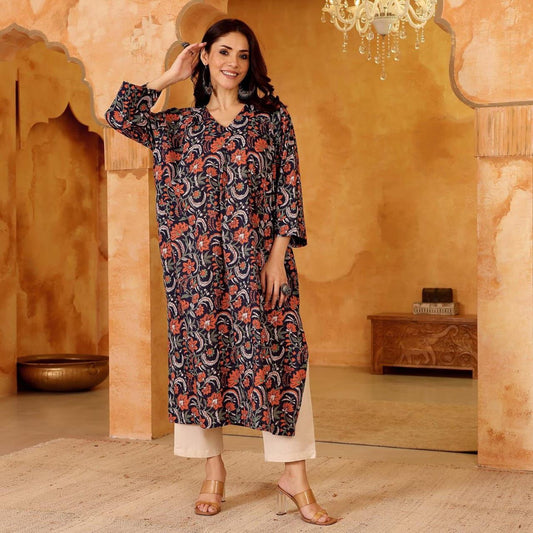SKYFABLOOM Kalamkari Inspired Comfort Kurta