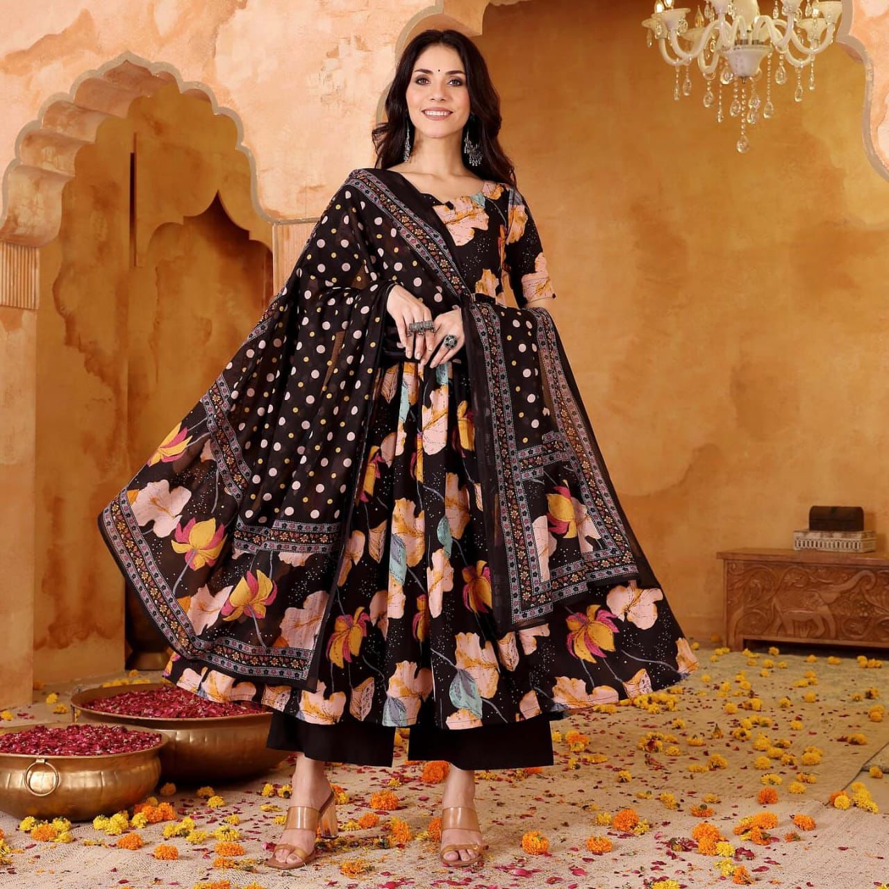 The Gulbahar Floral Anarkali Set For Woman 