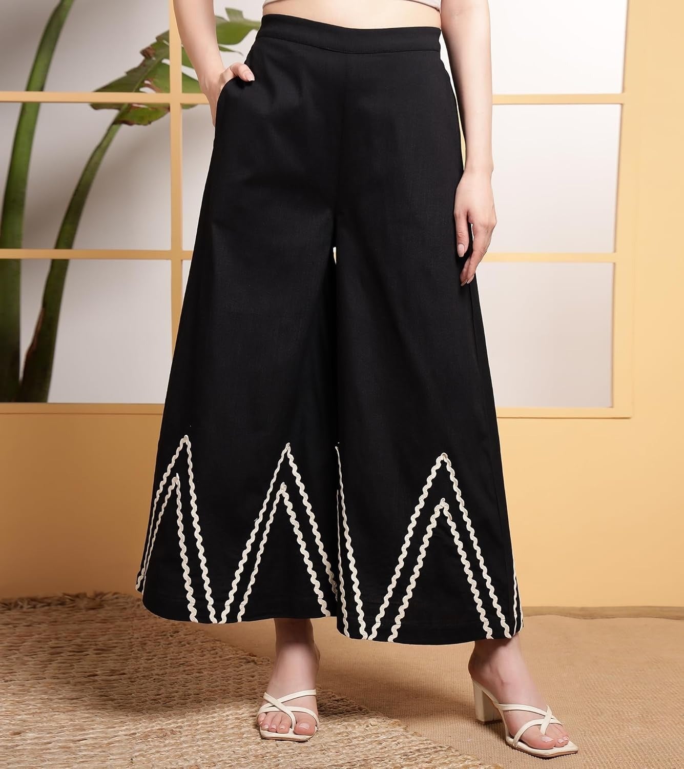 sleeveless jacket style tope with Wide - leg palazzo pants - Co ords set