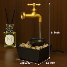 Okasta Floating LED Water Tap Fountain – Magic Illusion Tabletop Waterfall with LED Lights & Decorative Stones | Indoor Home Decor for Bedroom, Office, Living Room | Relaxing Gift
